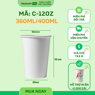 Ly giấy 12oz - 360ml (Ly giấy dùng nóng/lạnh)